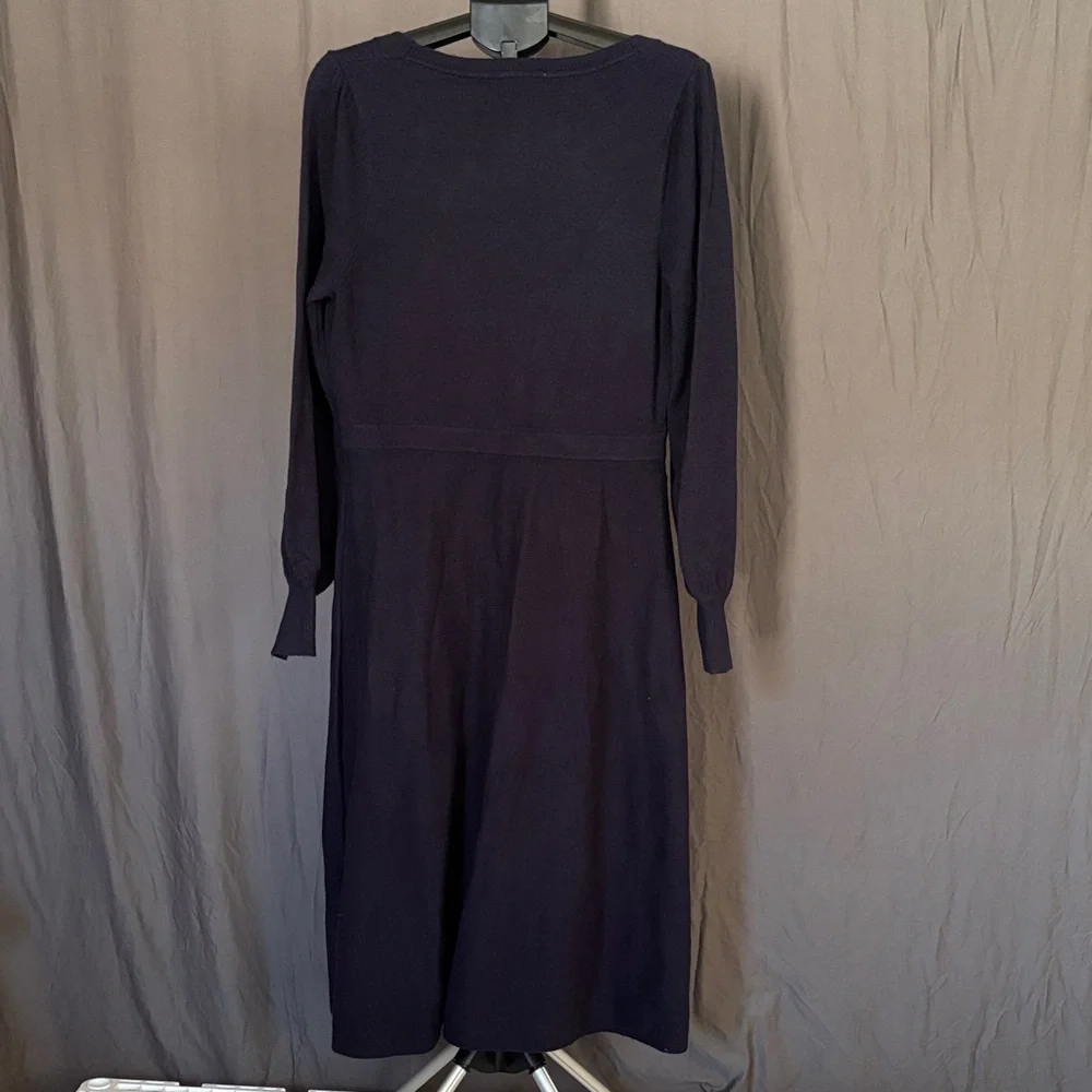 NWT Boden Square Neck Wool Blend Navy Blue Long Sleeve Sweater Dress - Picture 2 of 7